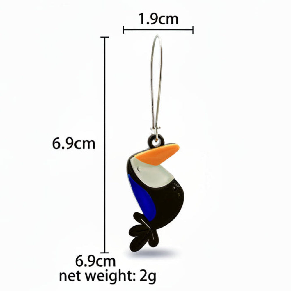 Orecchini in acrilico a forma di tucano