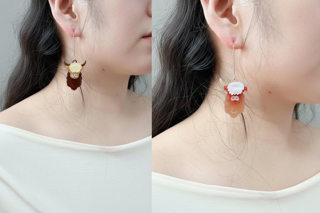 Layered Highland Cow Earrings