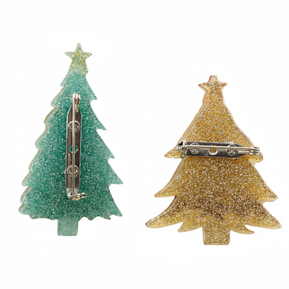 Frosted & Festive Tree Brooch Set