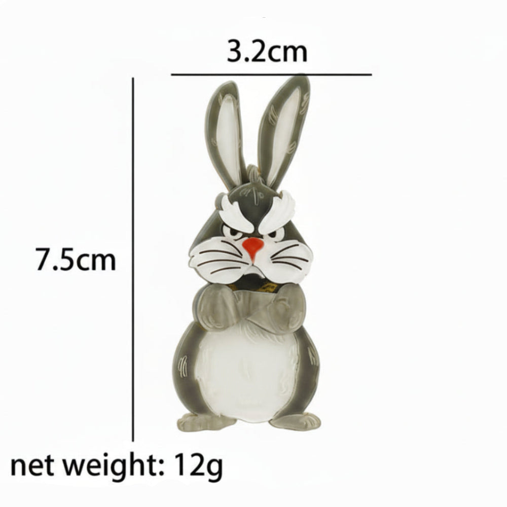 Grumpy Bunny Acrylic Brooch