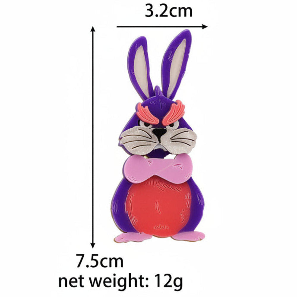 Grumpy Bunny Acrylic Brooch