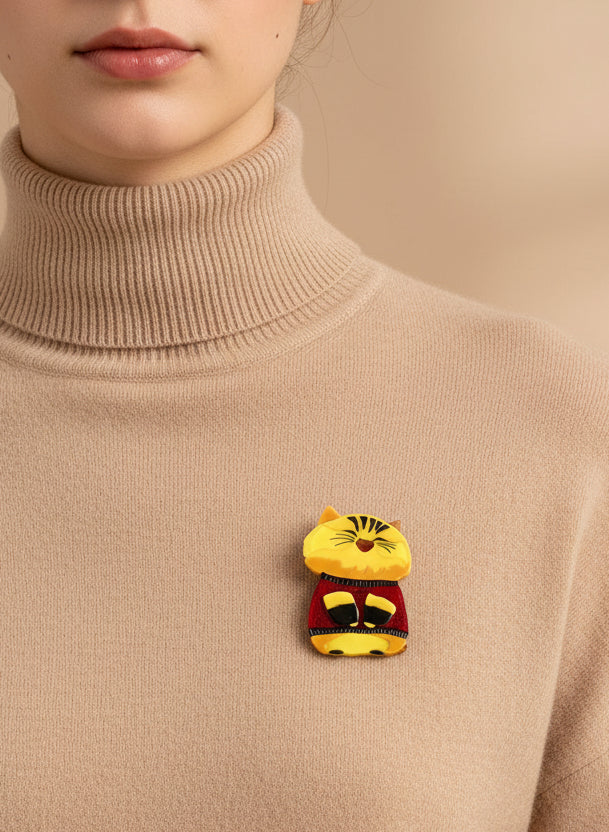Cheerful Cat Acrylic Brooch