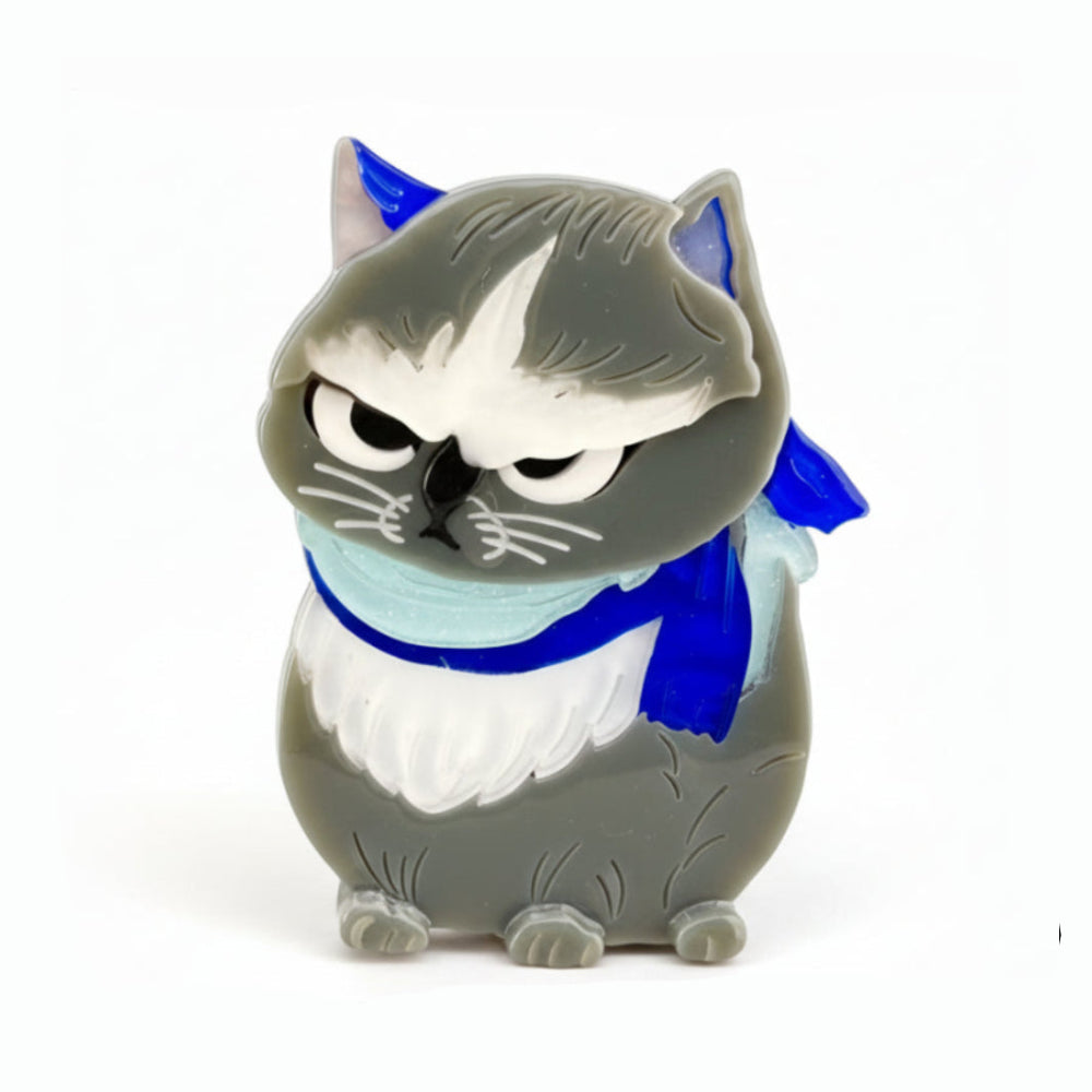 Pouty Angry Cat Acrylic Brooch