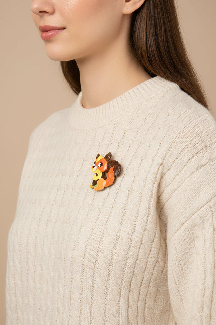 Cute Squirrel Acrylic Brooch