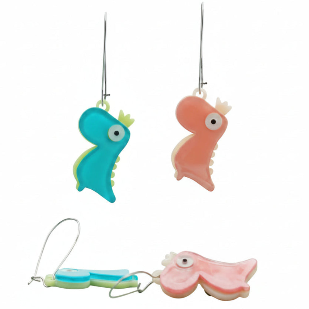 Pendientes de dinosaurio con corona